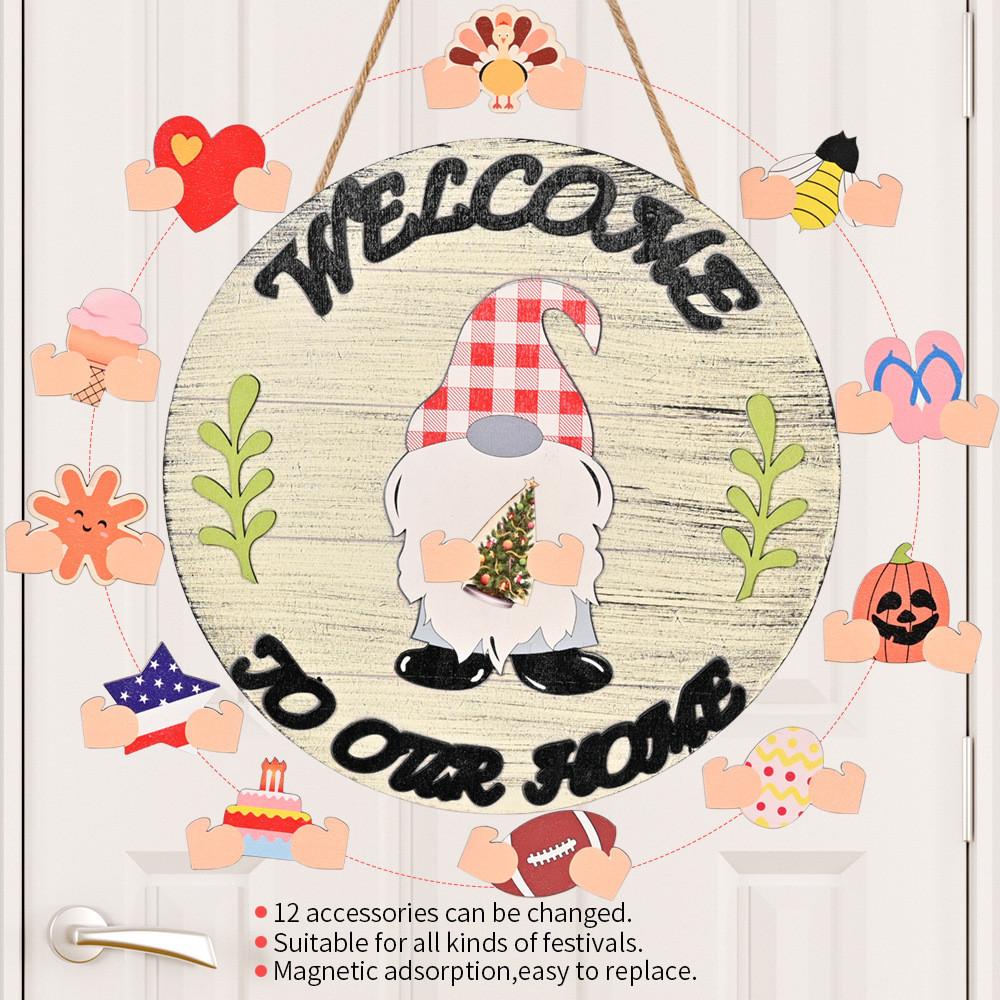 Charming Wooden Christmas Rudolph Door Hanger With Customizable Welcome Accessories For Festive Wall Decor