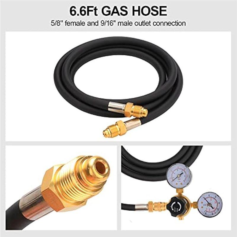 A20F-Argon CO2 Regulator Gauge Welding Gas Regulator With 6.6Ft Hose,CGA580 Inlet Connection,0-4500PSI/0-10BAR Input Pressure