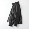 Men Bomber Leather Jacket Anti-Wind Lapel Solid Casual Slim Fit Jacket Coats Fashion Motorcycle Pu Leather Jacket