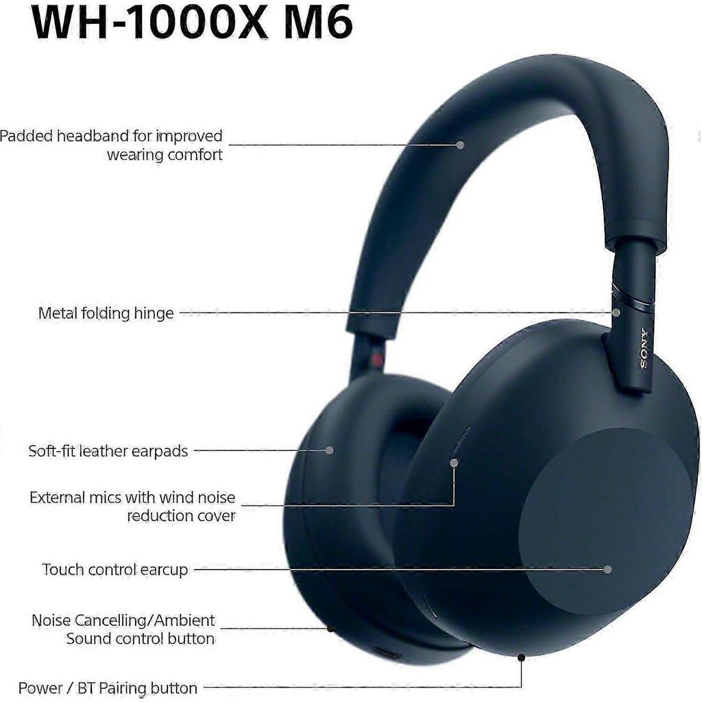 S-Y Trådlösa Bluetooth Over-Ear Hörlurar ANC Brusreducering 5D Stereo Vikbara Inbyggd Mikrofon USB-C Uppladdningsbara Blå