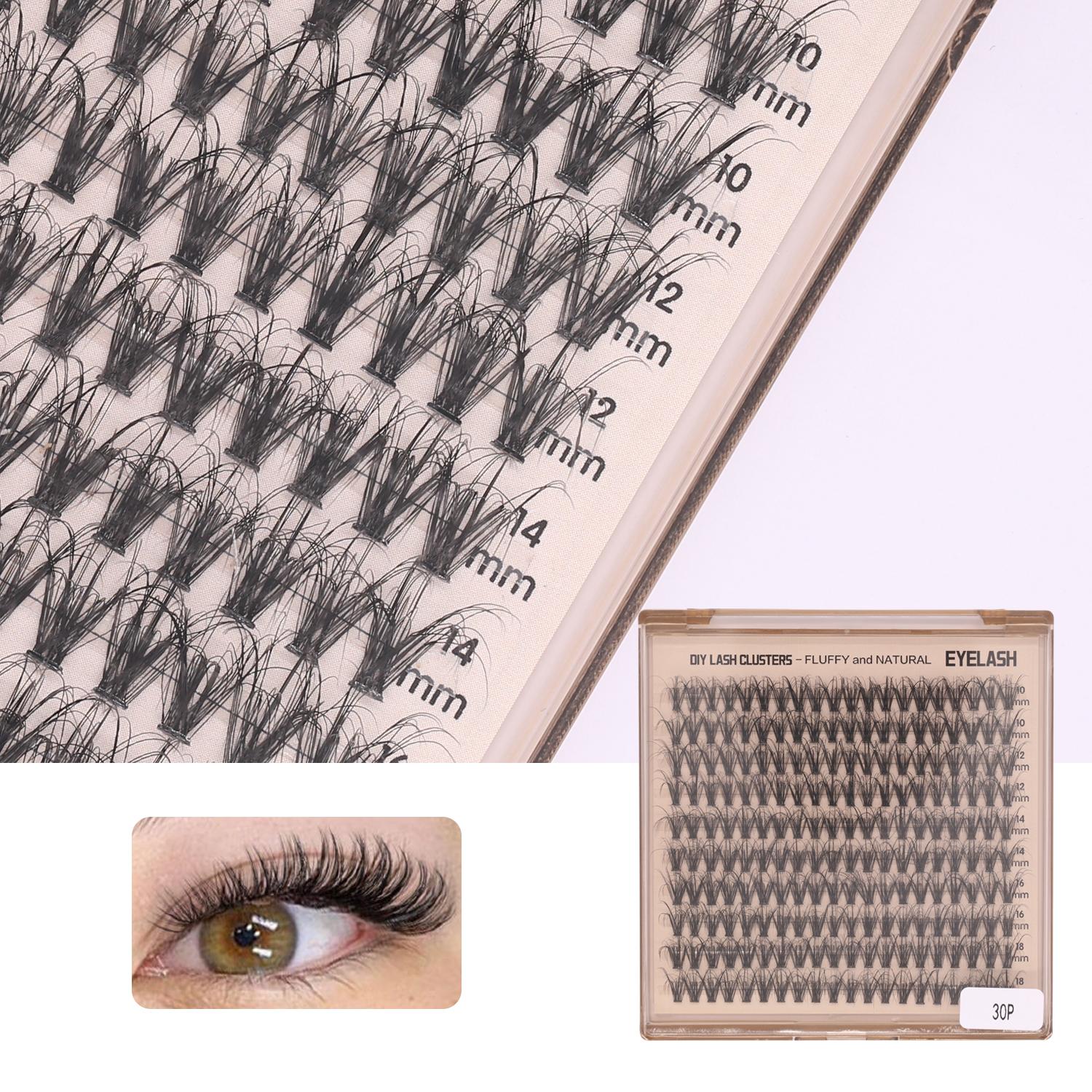 200pcs DIY Cluster Lashes 100D 200D D Curl 10-18mm MIX Length Very Soft Wearing Cluster Lash Cluster 200d 30D fluffy lashes