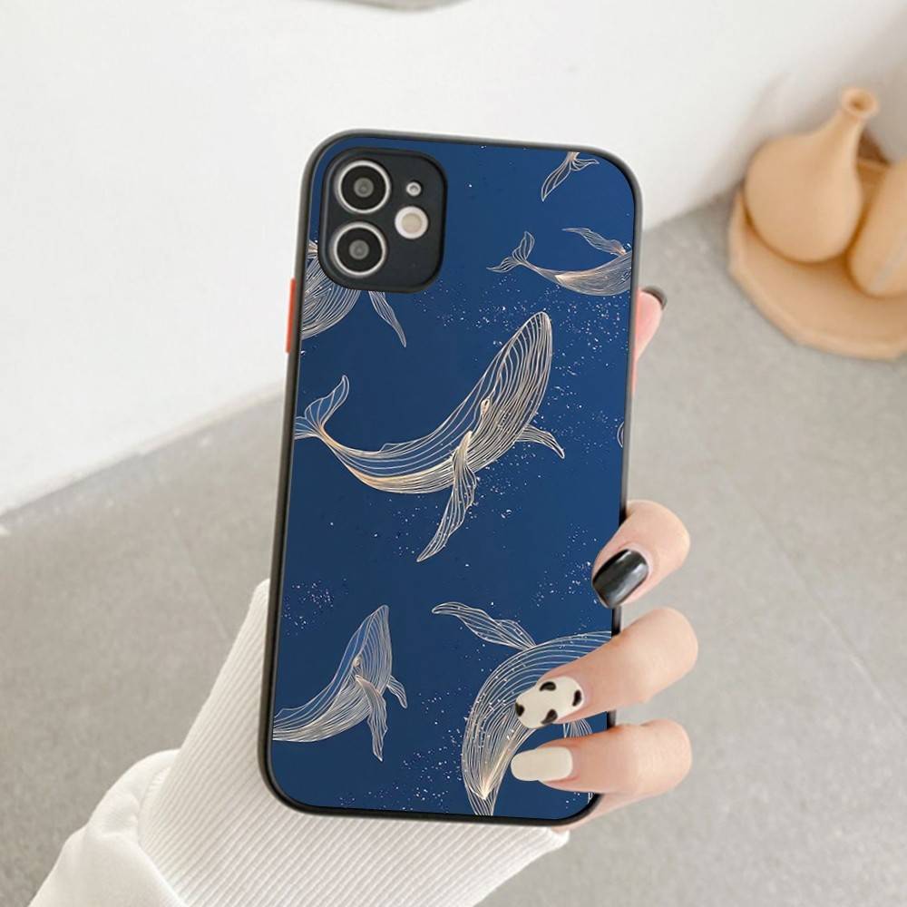 Classic Marine Animal Whale Phone Case For IPhone 14 11 12 13 Mini Pro Max 8 7 Plus X XR XS MAX Translucent Matte Cover