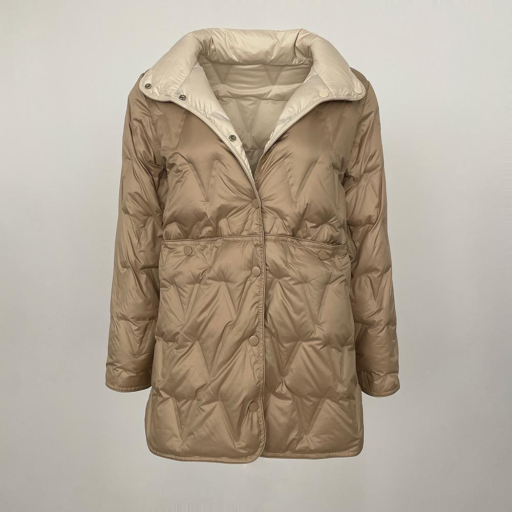 OFTBUY Осень-зима средней длины легкие пуховые пальто женские с воротником-стойкой — фото 3