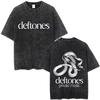 New Arrival Deftones Private Rock Music Vintage Washed Graphic Tee Retro Band Print Oversized Loose Short Sleeve Streetwear Cotton Tees For Men Women