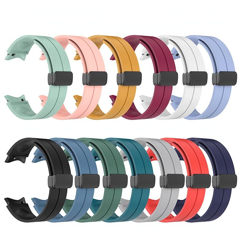 Original Silicone Band for Samsung Watch 4/5 Pro 40mm 44mm 45mm Strap Magnetic Folding Buckle for Galaxy Watch 4 Classic 42 46mm Accessories
