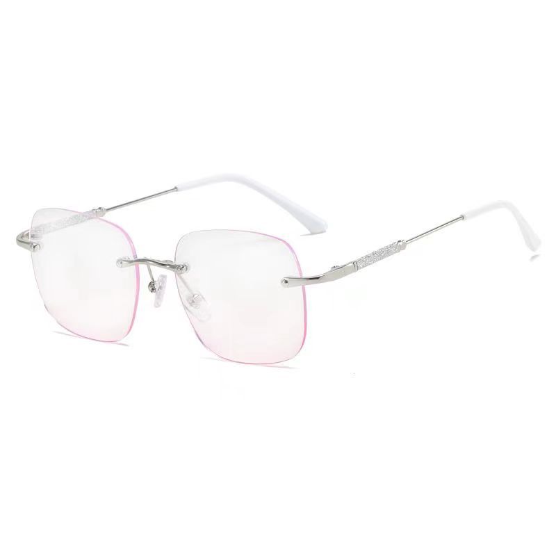 

Womens Blue Light Blocking Glasses Large Frame Slimming Flat Lens Frame Blush Glasses Fashionable Optical Wear