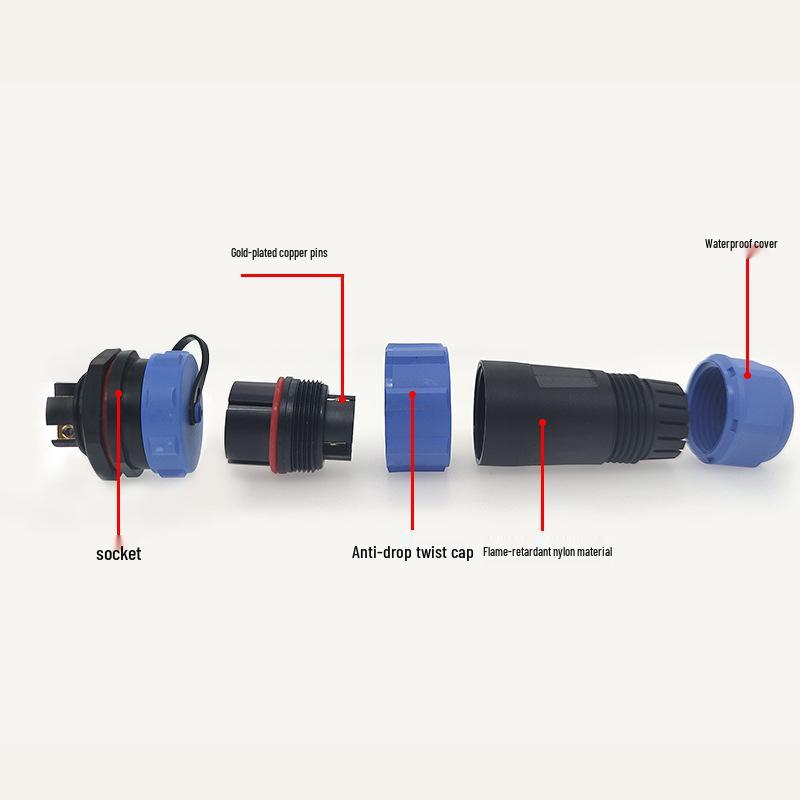 M21 Waterproof Aviation Connector - IP68 Solderless Screw Crimp, Male/Female, Rear Nut, 2-5 Pins