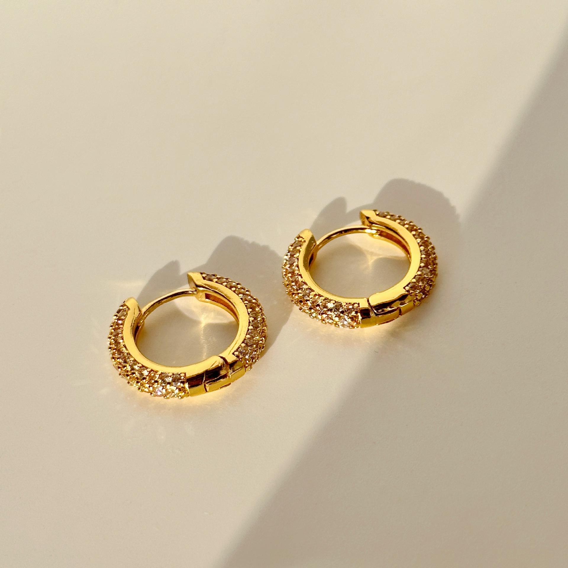 Huayang 18k Gold Plated Hoop Earrings Gold Hoops Fine Jewelry Earrings Women Cz Diamond Sterling Silver Huggie Hoop Earrings NORMAL&Minimalist jewelry hoop earrings