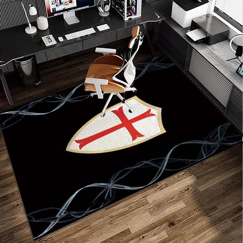 Knights Templar Symbol Office Rug Chair Mat, Game Carpet, Suitable for Front Door, Bedroom, Living Room, Desk, Holiday Gift