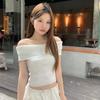 Niche One-word Shoulder Design Top Women's Sexy Pure Desire Tight Short Off-shoulder Short-sleeved Fashion Versatile Solid Color T-shirt