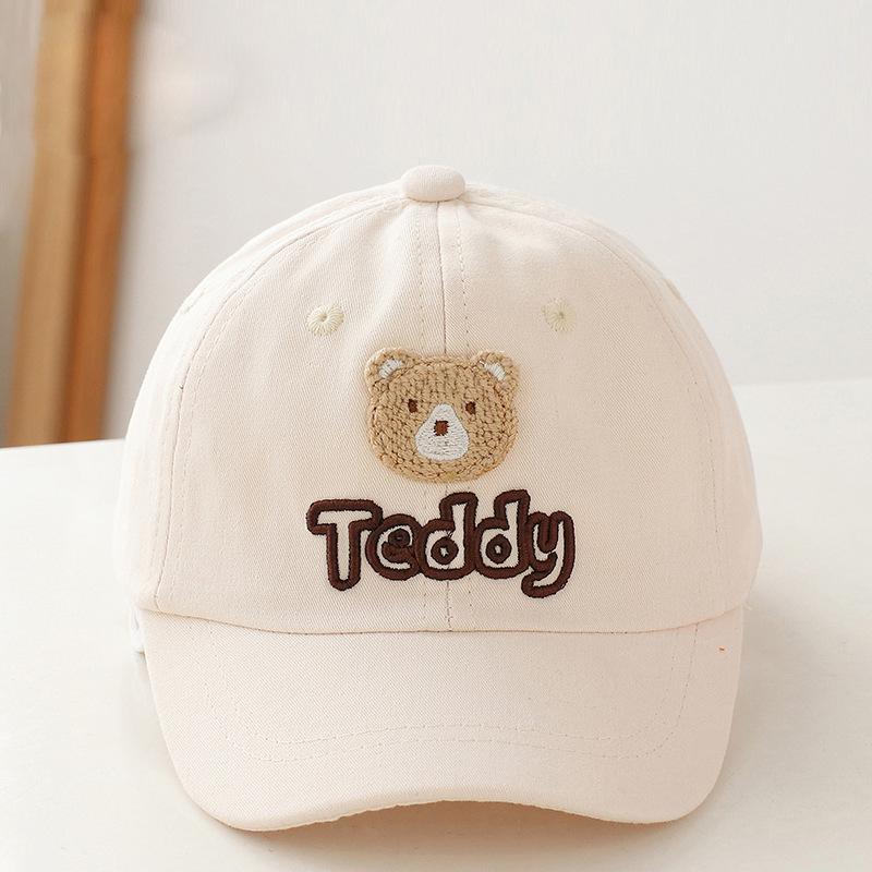 Bear Cap Baby 1-5 Years Old Baby Spring and Summer Sun Protection Baseball Cap Cotton Breathable Hat for Boys Girls