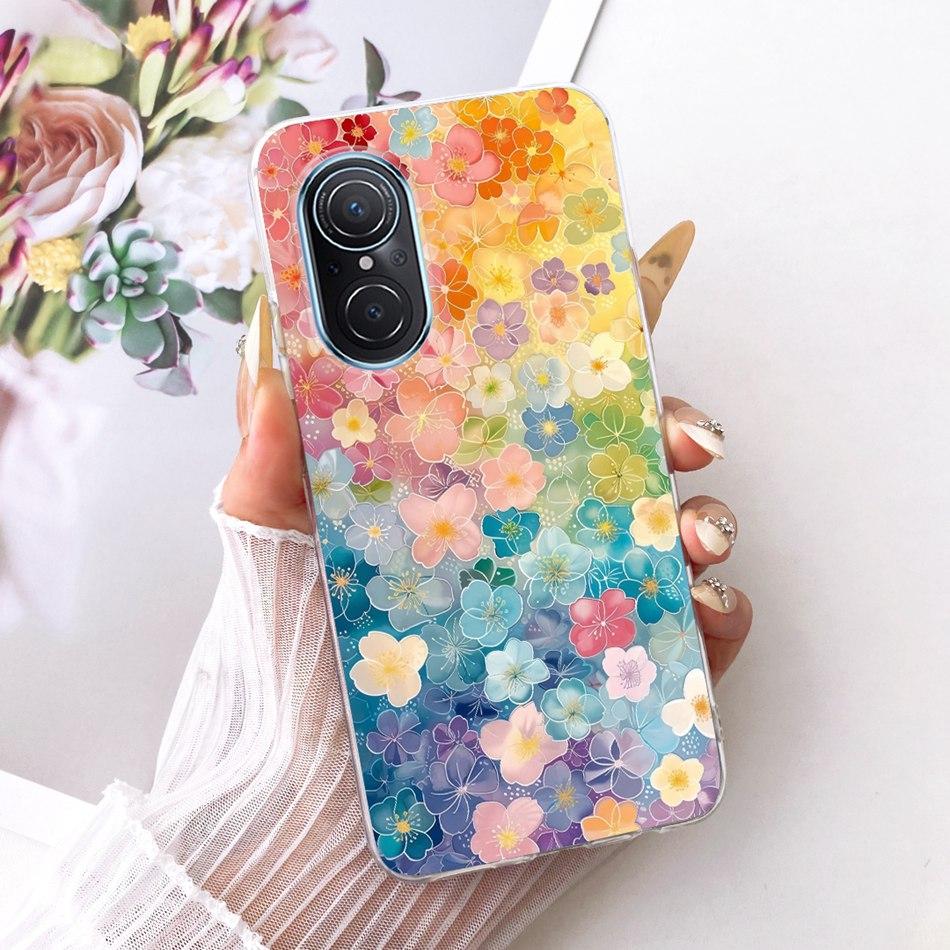 For Huawei Nova 9 SE Nova9 Cute Flower Butterfly Cat Painted Case For Huawei Nova 9 9SE Soft Silicone TPU Phone Cases