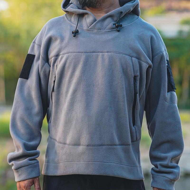 

Forbearance Beetle Outdoor Heavy Fleece Men s Clothing Hooded Warm Top Coat L сірий