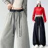 2026 Spring Color Block High-Waisted Cropped Wide-Leg Sweatpants for Women - Slimming & Casual Banana Two-Wear Long Pants