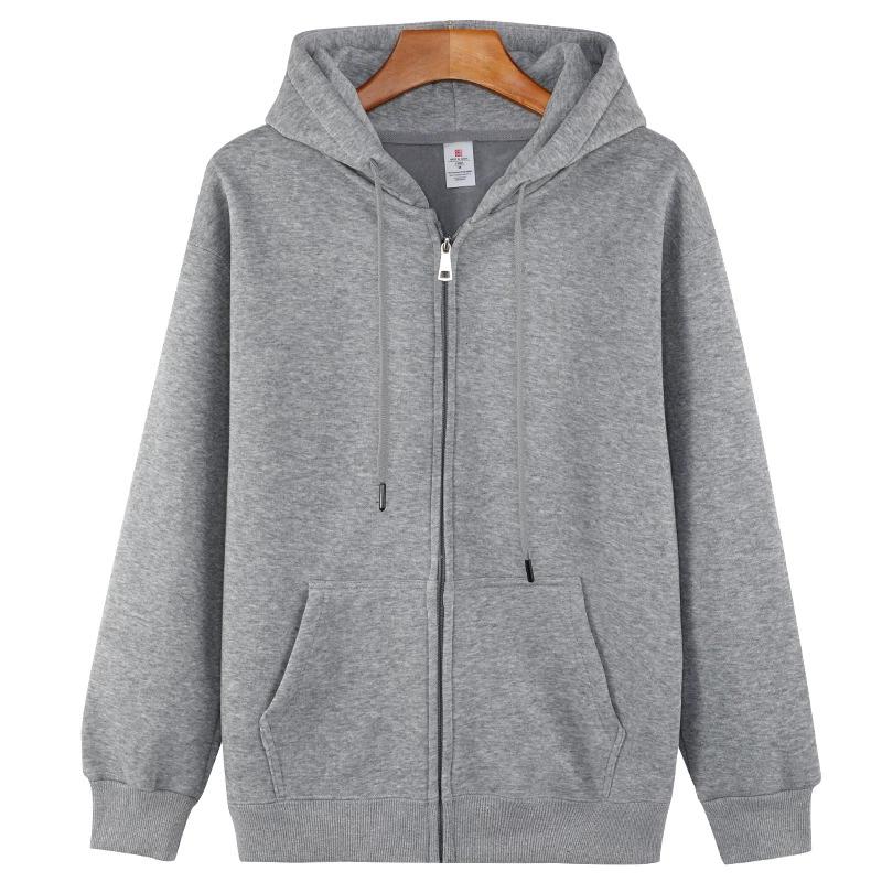 Male Oversized Men's Solid Color Hoodies Hooed Coat Thick Cotton Sweatshirts Sportswear for Women Cotton Plus Velvet Zipper Work Out Cardigan