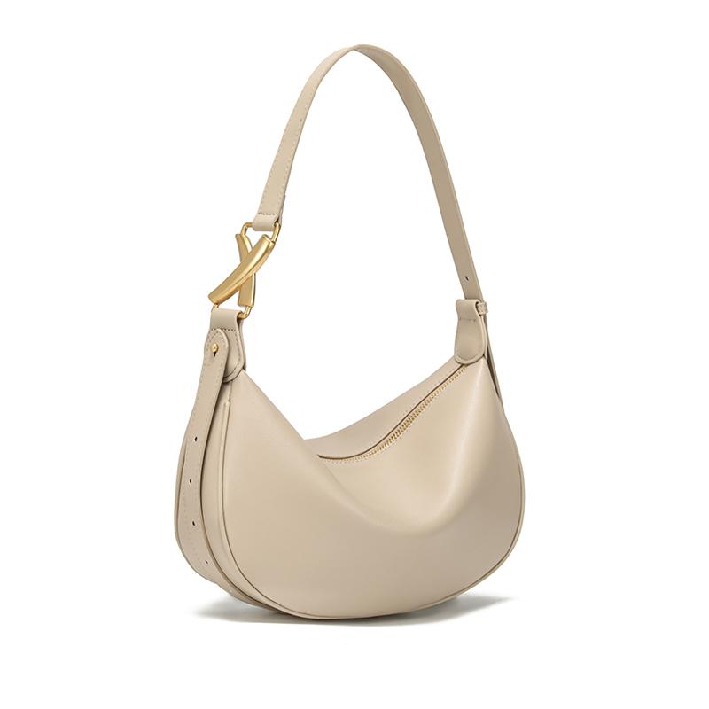 Women's Genuine Leather Hobo Soft Shoulder Messenger Bags for Women Wide Half-moon Bag