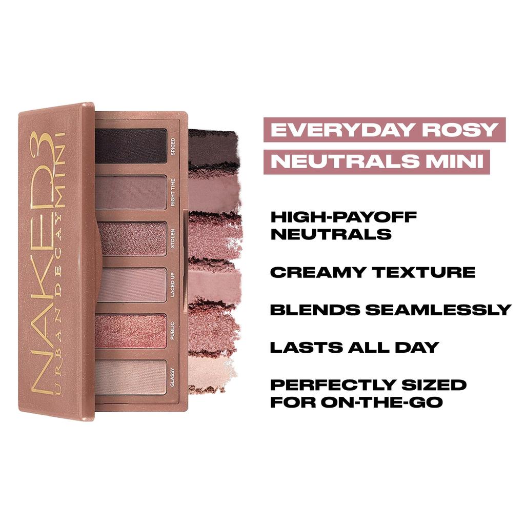 URBAN DECAY Naked3 Mini Eyeshadow Palette - Pigmented Eye Makeup Palette For On the Go - Ultra Blendable - Up To 12 Hour Wear