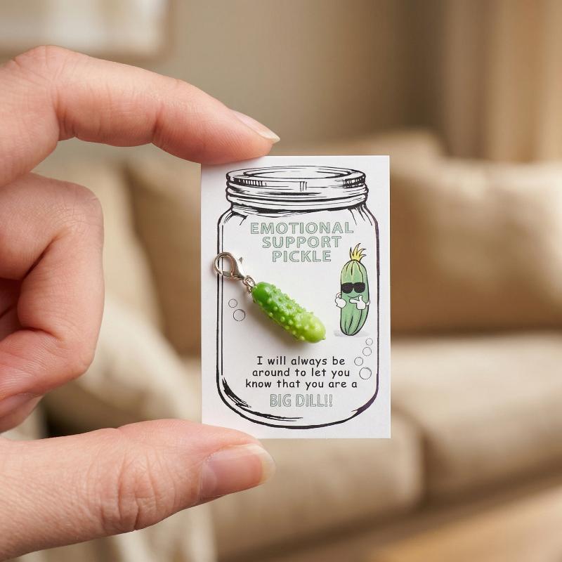 Mini Emotional Pickle Resin Keychain Vegetable Positive Cucumber Pendant Key Ring Charm Gift