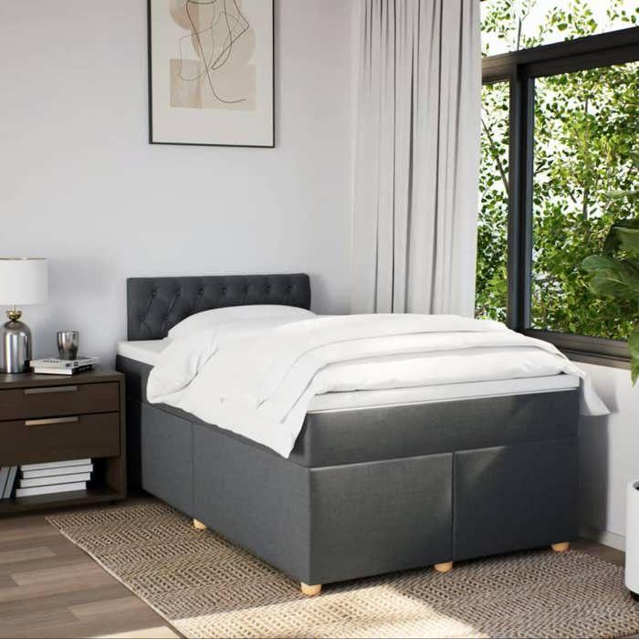 Maison Exclusive - Sommier à lattes de lit avec matelas Gris foncé 120x200cm Tissu