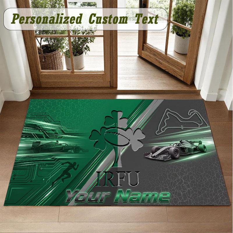 Crystal Velvet Square Rug Custom NameIreland Rugby Pattern Non Slip Home Floor Decor Rug
