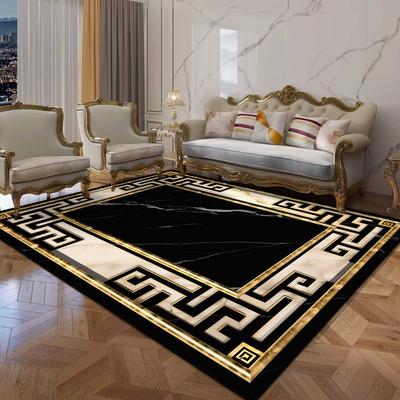 Black Gold Marble Luxury Carpet for Living Room Decorations Sofa Table Large Area Rugs Balcony Long Floor Mat Anti-slip Doormat