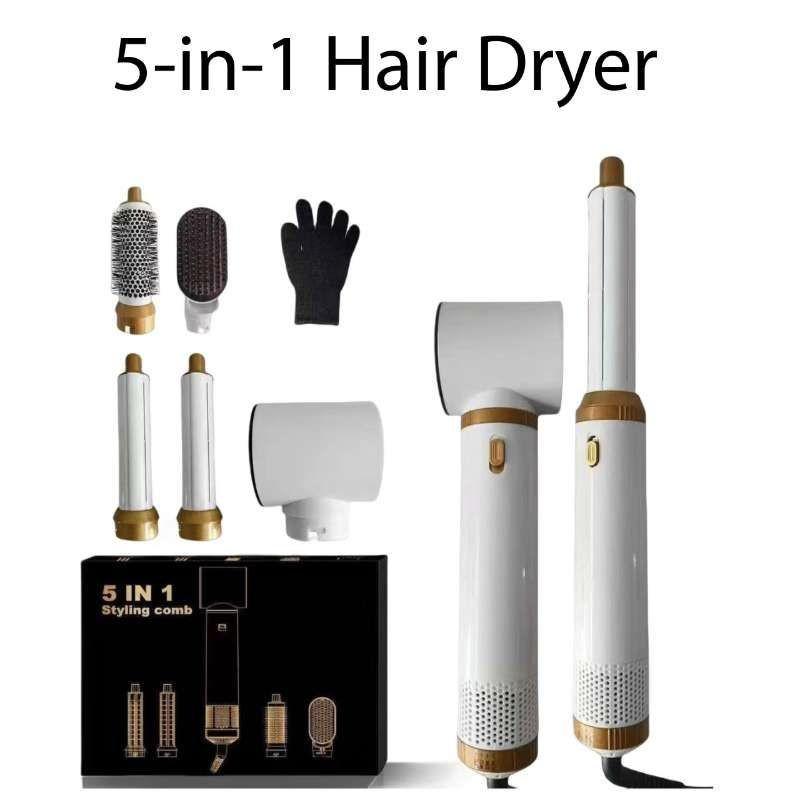 Multi-Functional 5-in-1 Hair Dryer & Styling Tool: Curling Iron, Straightener, Fluffy Comb, Hot Air Brush