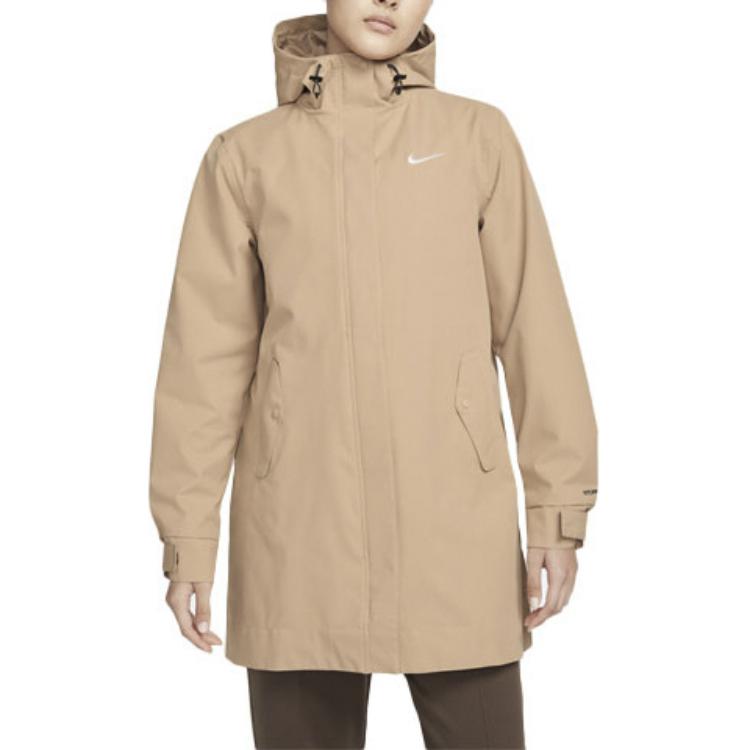 Nike Logo Woven Parka Jacket Women Jackets Brown DM6246-200