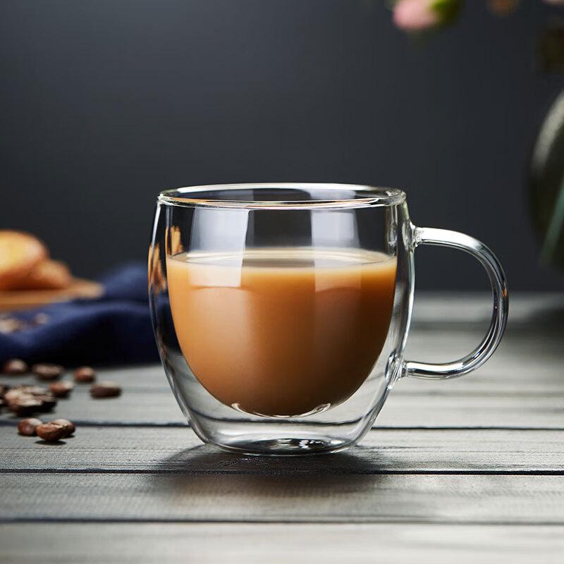 Lv Chang Ming Double-Layer Glass Coffee Mug with Handle