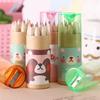 12 Stück/Schachteln Niedliche Holzfarbstifte Kindergeschenk Malstift Schreiben 12 Farben mit Spitzer Schüler Schreibwarenzubehör