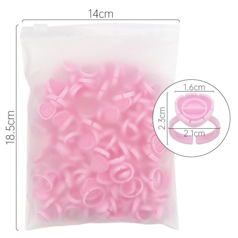 

100Pcs Disposable Eyelash Glue Cup Rings Holder Container Tattoo Pigment Eyelash Extension Tools Lash Supplies розовый