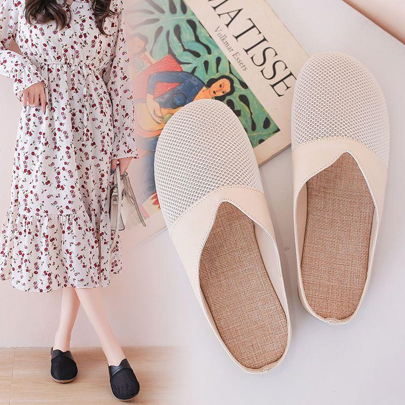 Flat Toe Half Slippers Women's Summer New Breathable Women's Shoes Fashionable Outdoor Cool Slippers