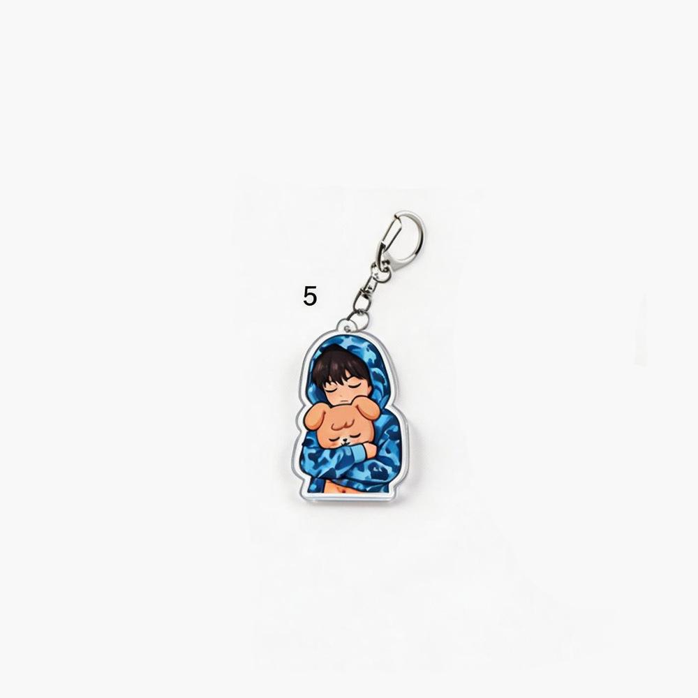 1pc Stray Kids Member Keychain Cute Cartoon Chibi Doll Holding SKZOO Plushie Sleeping Style Charm Keyring for Bags Backpacks, SKZ Merch STAY Gift