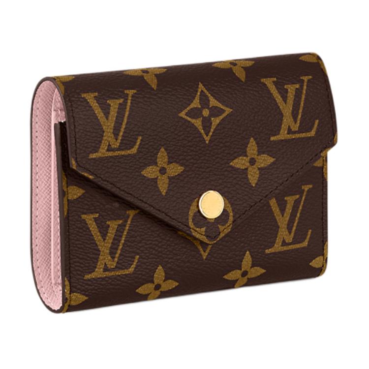 Louis Vuitton Πορτοφόλι Victorine Μονόγραμμα Καφέ Καμβάς/Ροζ Μπαλερίνα Ροζ Γυναικεία Πορτοφόλια M62360