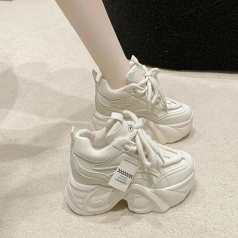Dames Dad Shoes Stijl Hoge Top Dikke Zool Verhogend 9cm Hoogte Casual Mesh Casual Sportschoenen voor Dames