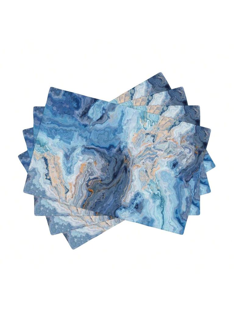 4pcs Marble Table Placemats Washable Marble Style Table Mats Wipe-Clean And Easy To Clean Suitable For Home Kitchen Decor