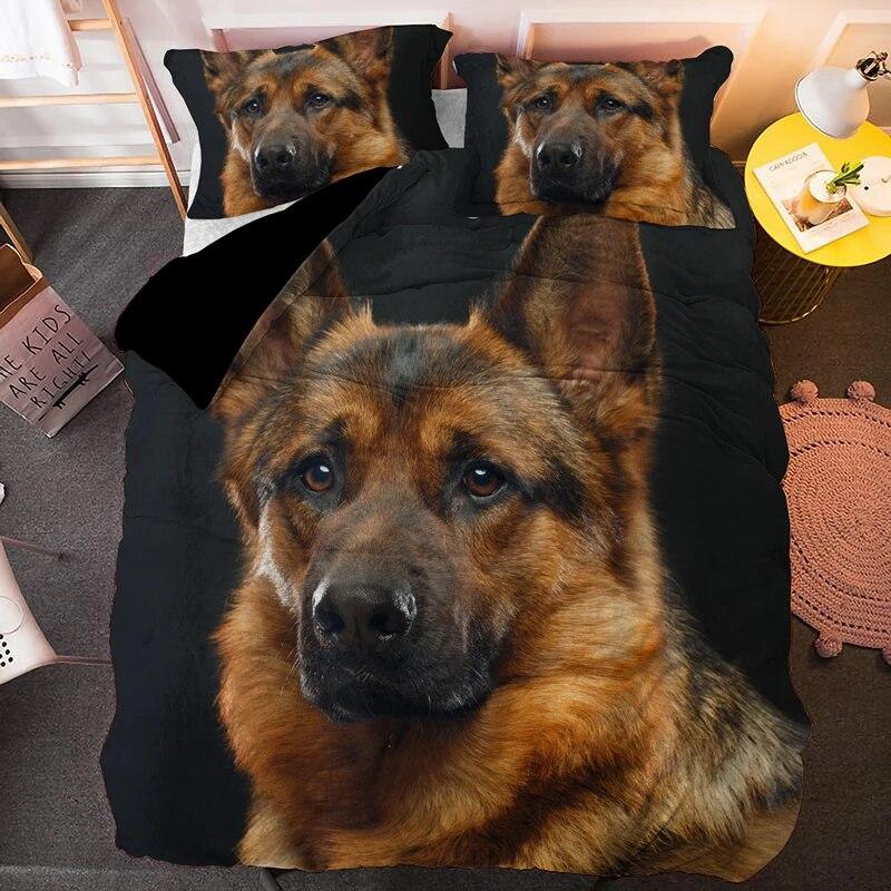German Shepherd Duvet Cover King Queen 3D Lovely Dog Pattern Bedding Set For Kids Boys Girls Cute Pet Puppy Soft Comforter Cover