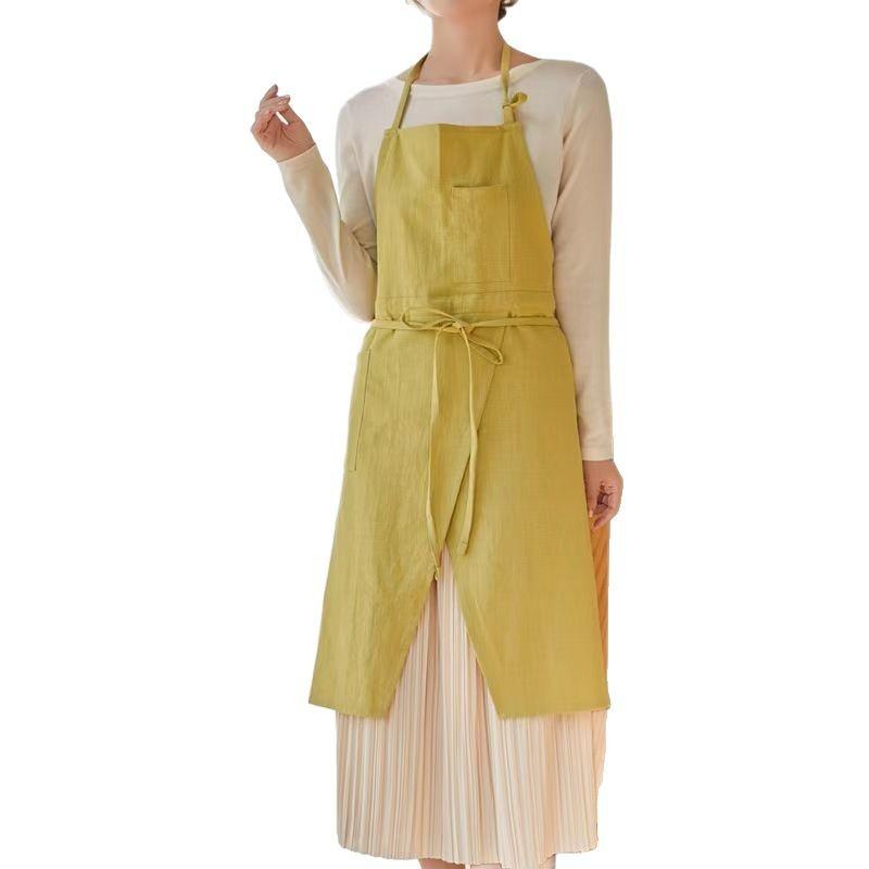 Apron Tail Cut Korean Vintage INS Style Floral Boba Coffee Dessert Workwear Unisex Waist Apron Essential 83x81cm