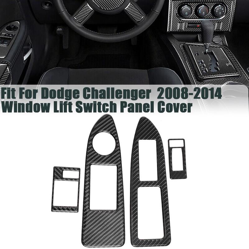 Real Carbon Fiber Interior Window Lift Switch Panel Trim For 2009-14 Challenger