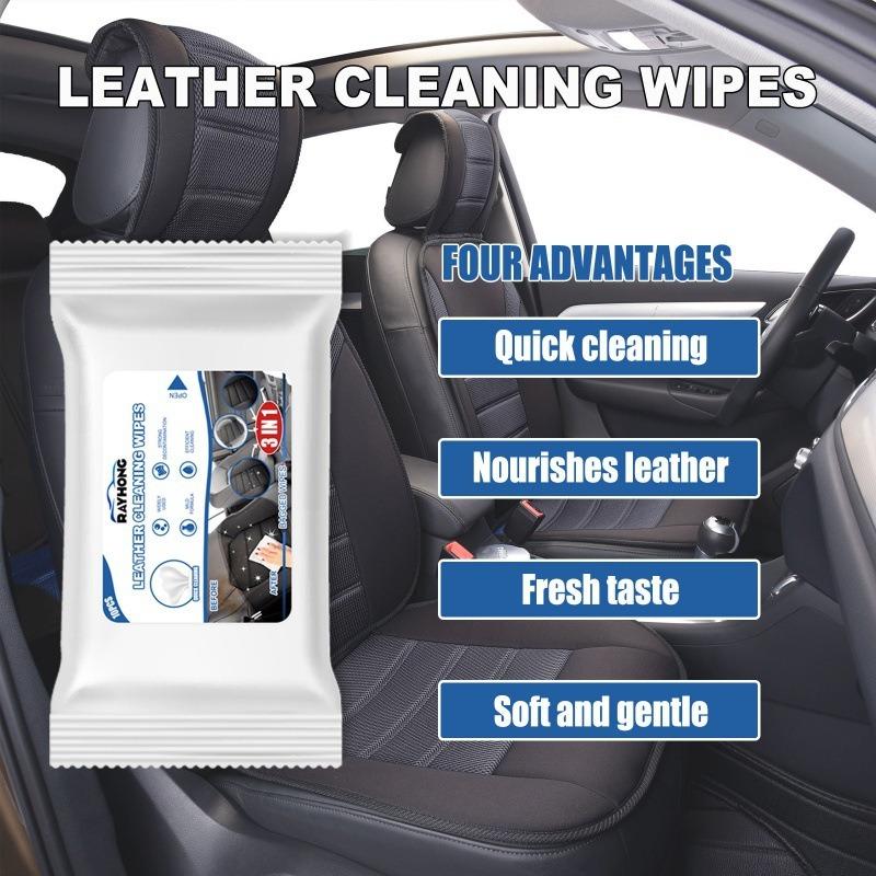 10Pcs 3in1 Disposable Car Leather Cleaning Wipes Seat Car Interior Cleaning Wipes Non Washable Decontamination Leather Towel