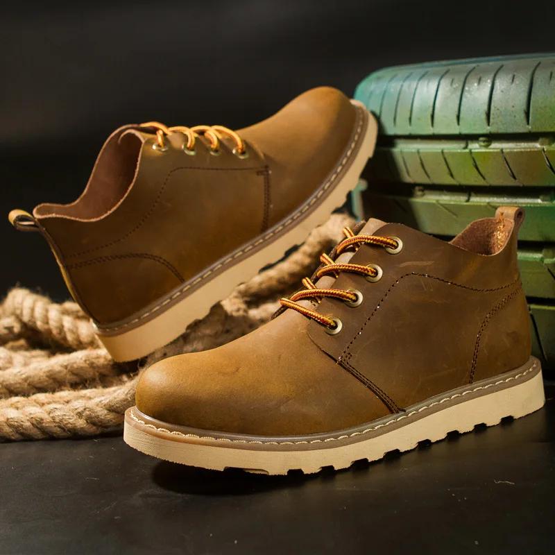 Working Shoes Men Work Boots Brown Boot Genuine Leather Boots for Men Men's Safety Shoe Dress Booty Man Casual Sneakers Ankle &