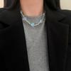 Y2K Glass Heart Star Butterfly Bead Pendant Necklace Bracelet for Women Clavicle Chain Fashion Valentines Day Gifts