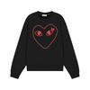 Relaxed Fit Cotton Sweatshirt With Heart Print Long Sleeve Crew Neck Fleece Lined Unisex Winter Casual Top