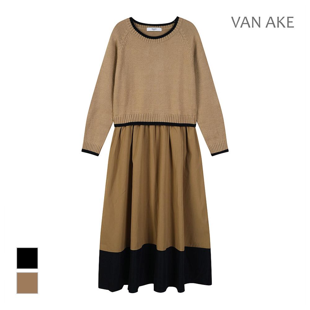 VANAKE Knit Color Block Two-Piece Dress_Vb3Zkoug01Z