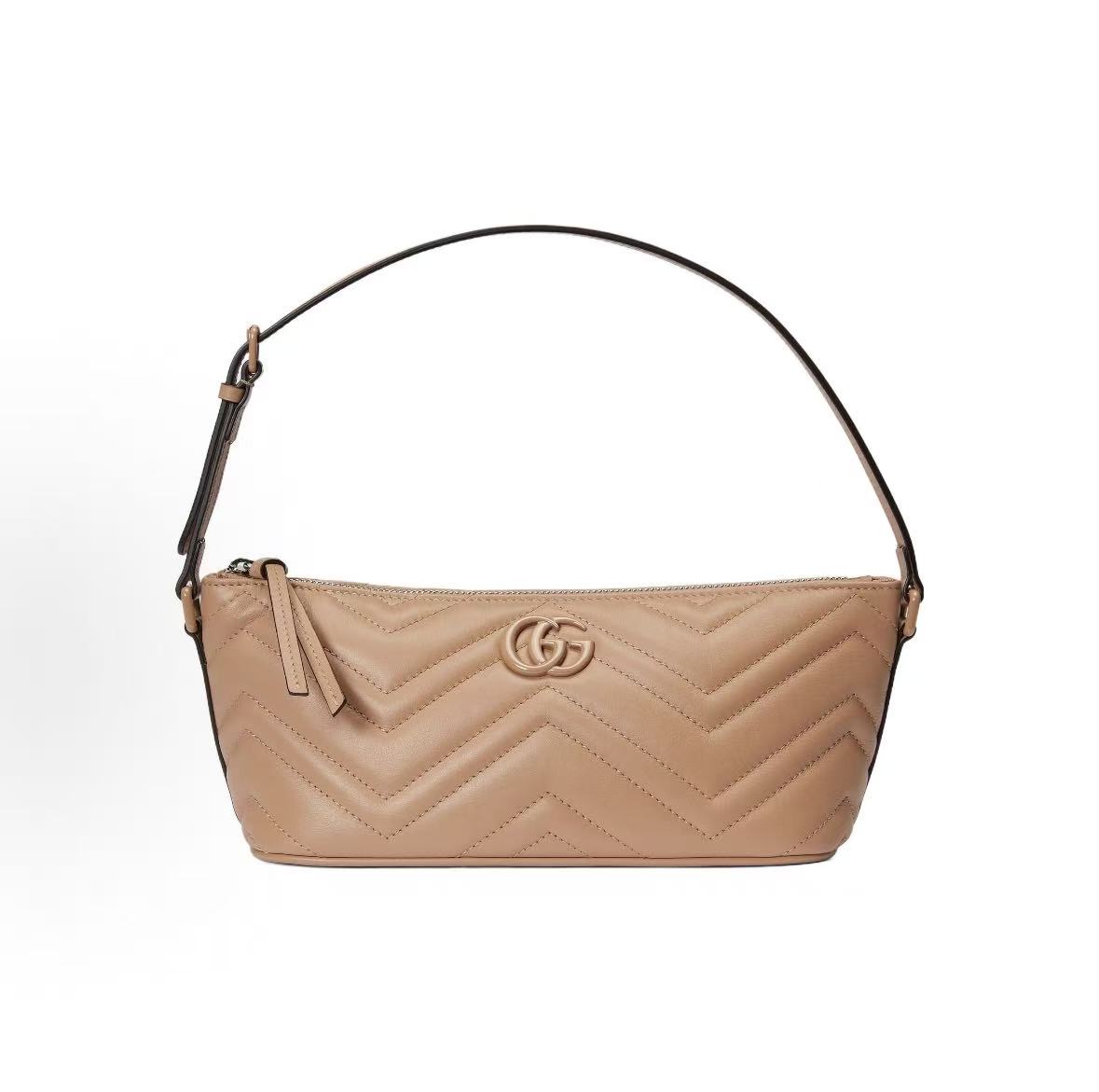 

Gucci Gg Marmont Double G Logo Quilted Herringbone Pattern Leather Handheld Shoulder Bag Regular Female Rose Beige Gift Set(Basic Set+Box+Shopping Bag) бежевий/Яскраво-рожевий
