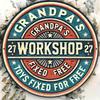 Vintage Grandpas Workshop Metal Sign Rustic Funny Toys Fixed Free Wall Art for Home Garage Man Cave Decor