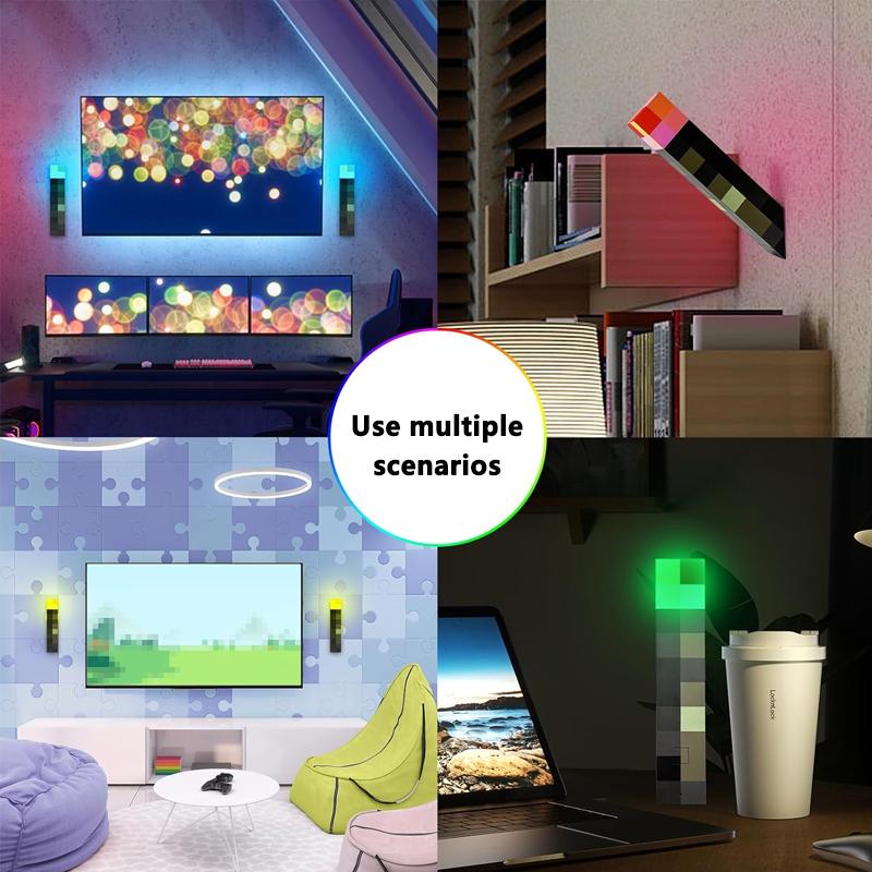 MC Game Torch Light Brownstone LED Night Light USB Rechargeable Bedroom Decoration Table Lamp Gifts Lamp for Kids Bedside Lamp