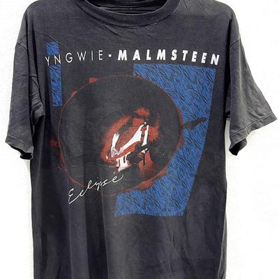 Maglietta vintage anni '90 1990 YNGWIE MALMSTEEN rock metal tour Concerto e maglietta per bambini