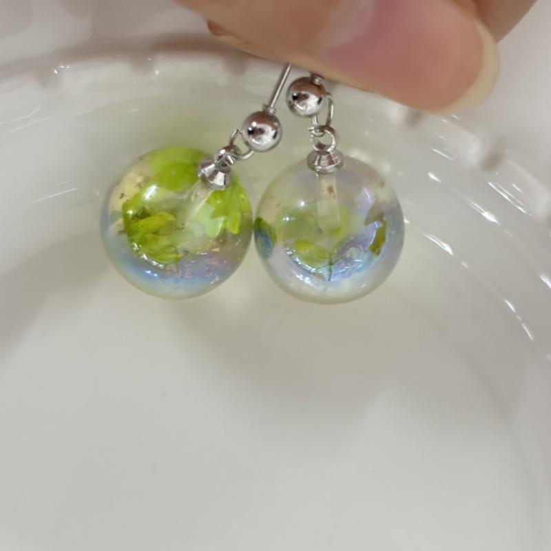 Iridescent Blue Pearl Stud Earrings - Colorful, Original Design for Summer No specific size