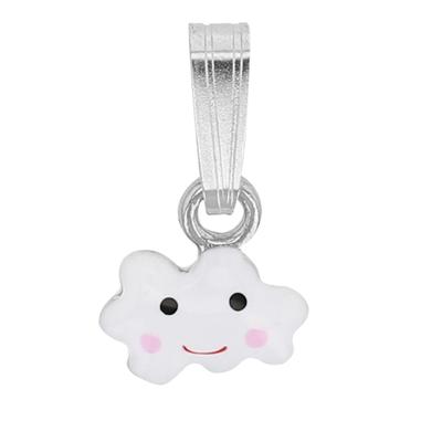 [R6050] - White 'Cloud' Artisanal Silver Pendant - 9x6 Mm