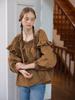 FABRICSEOUL Pintuck Frill Off-Shoulder Blouse_Brown